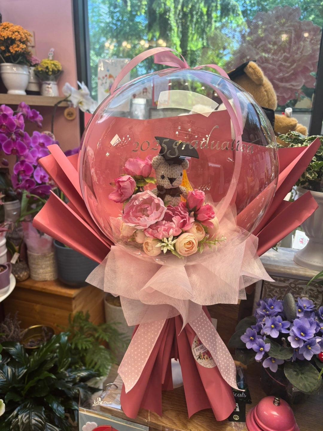 Graduation Balloon Flower Pink