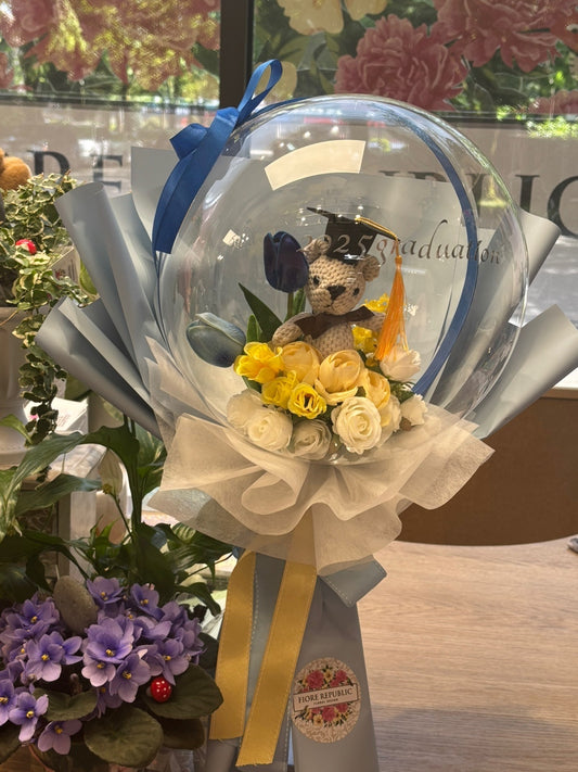 Graduation Balloon Flower Blue
